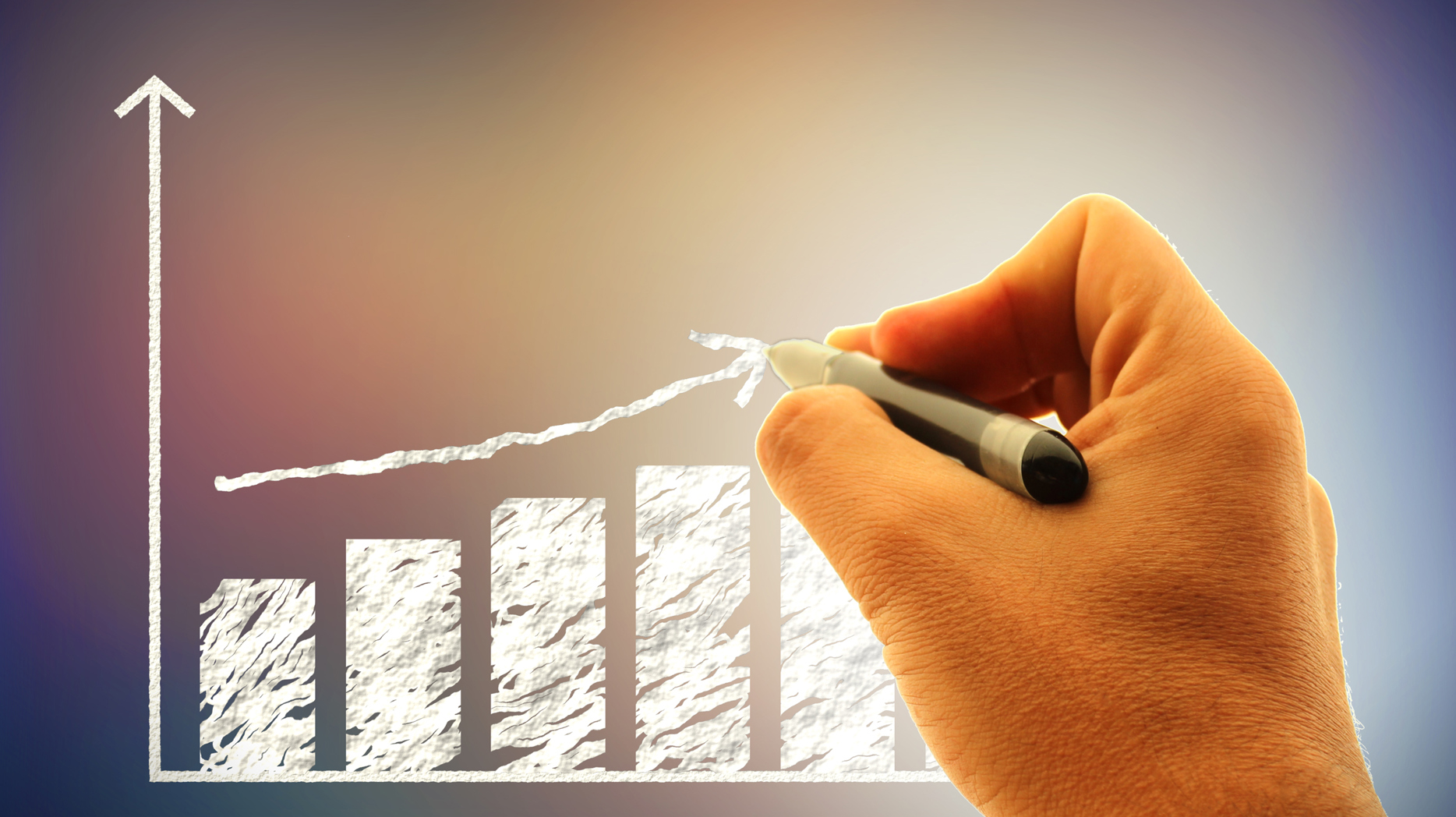 Businessman Hand Drawing A Financial Graph (Histogram)